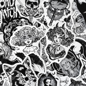 100 adesivi gotici, set di adesivi gotici per Kindle, laptop, libro, pacchetto di adesivi fantastici per ragazze, set di adesivi impermeabili con teschi e maghi