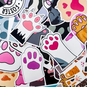 100 zufällige Katzenpfoten-Aufkleber, niedliche Pfoten-Aufkleber, wasserdichte Aufkleber, Kawaii-Aufkleber, Tieraufkleber, entzückende Katzen-Aufkleber