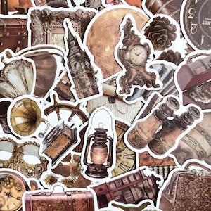 100 vintage stickers, retro esthetische vinylstickers, antieke dagboekstickers, ouderwetse waterdichte stickers voor scrapbooking