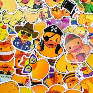 100 Random Rubber Duck Stickers, Funny Waterproof Duck Decals for Laptop, Water Bottle, Kids Scrapbook, Rubber Duck Sticker Pack