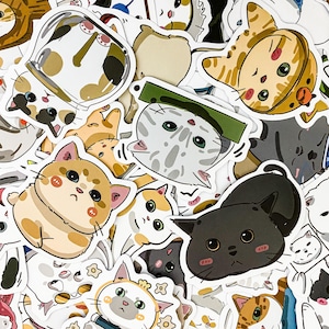 100 Random Cute Cat Stickers, Kawaii Kitten Stickers, Waterproof Stickers, Cute Kitty Sticker Pack for Journaling, Laptop, Water Bottle
