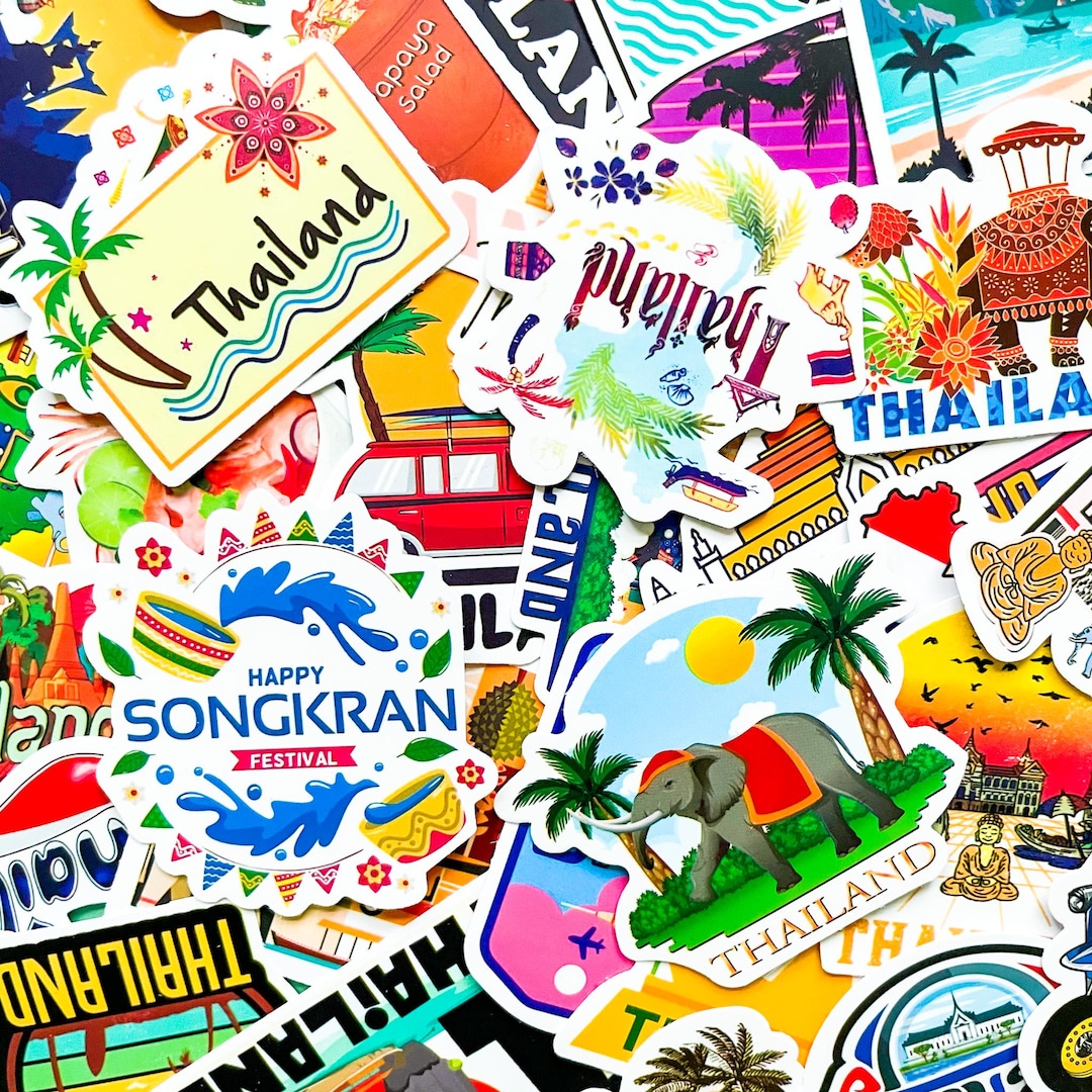 50PCS Thailand Stickers, Tourism & Cultural Stickers, Tropical Bangkok ...