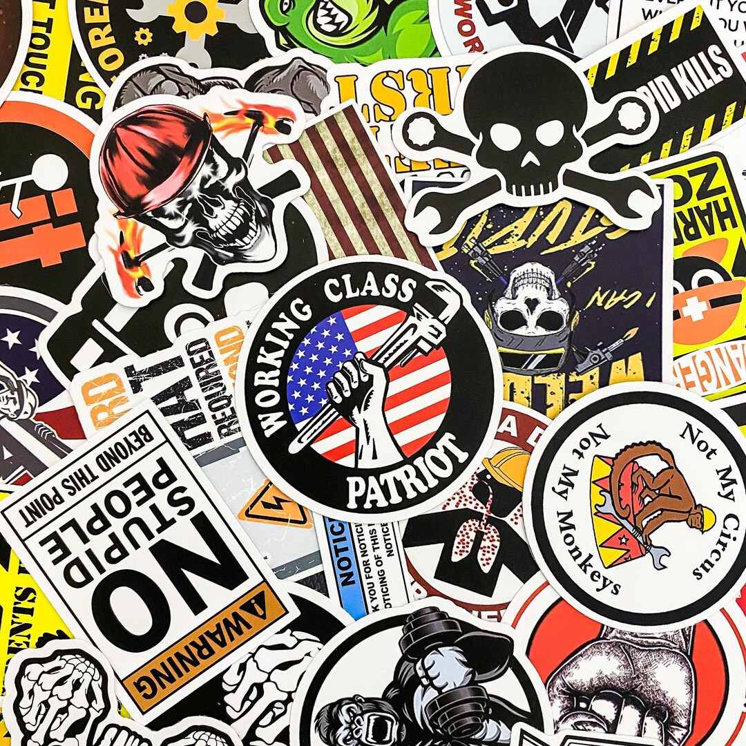 50PCS Caution Warning Stickers, Military Humor Stickers, Danger Sign ...