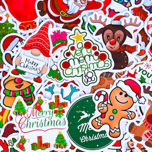 100 stuks willekeurig kerstvinylstickerspakket – kerststickers voor plakboeken, Kindle, waterflessen, perfect voor kerstcadeaus, decor