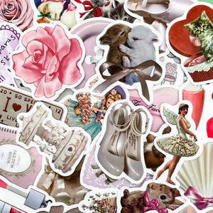100 adesivi romantici, adesivi vintage, adesivi estetici pastello, adesivi rosa carini, adesivi per diario, adesivi femminili per laptop