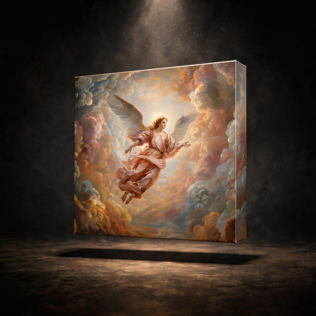 Heavenly Angel Rising Print, Celestial Renaissance Wall Art, Serene ...
