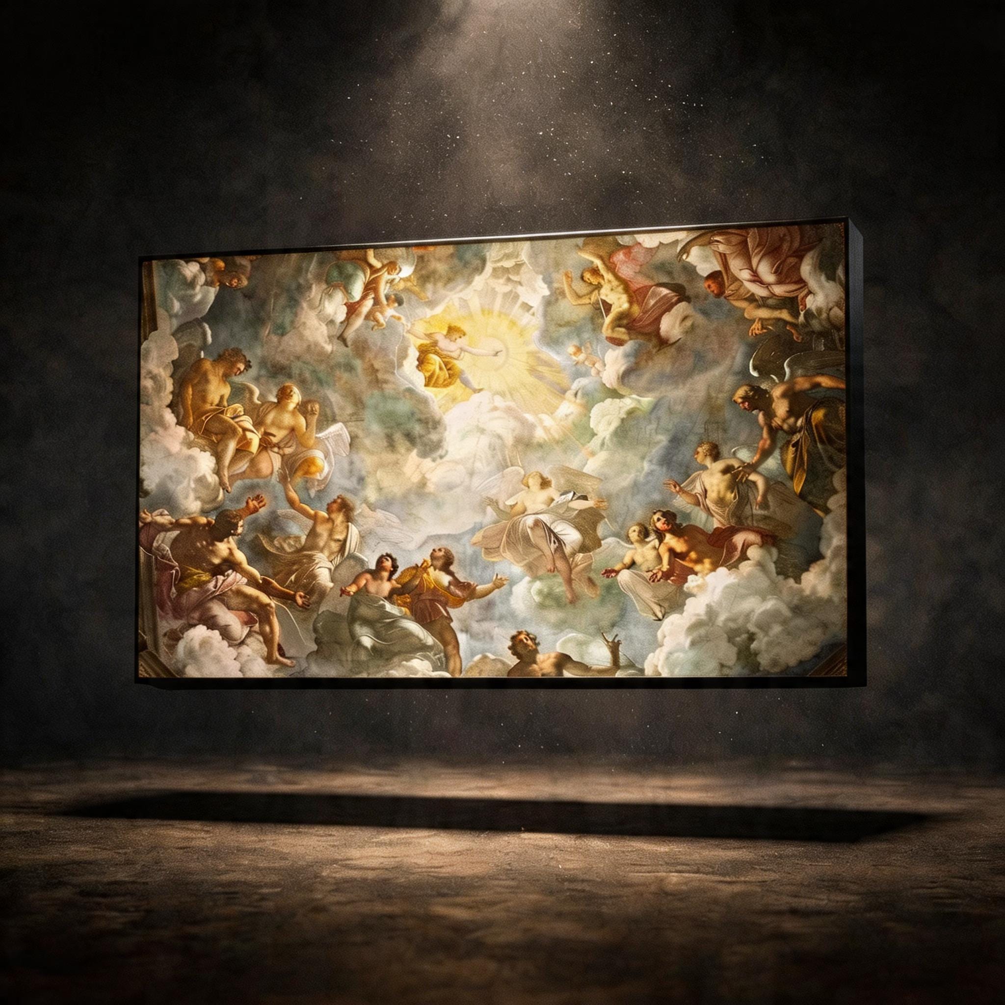 Baroque Angels and Gods Canvas, Divine Judgment Ceiling Art