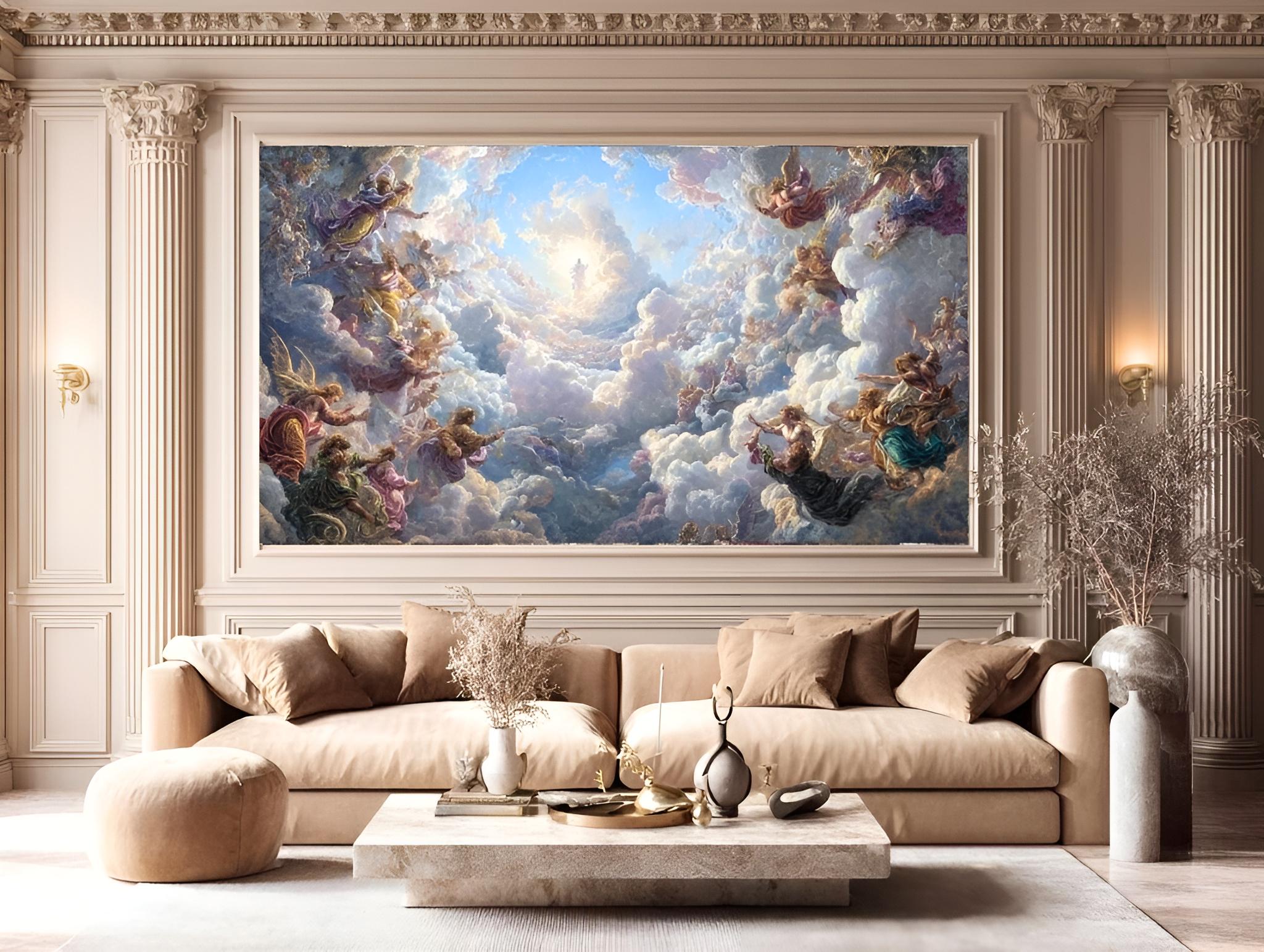 Classical Michelangelo Baroque Fresco Canvas Wall Art, Biblical Mural ...