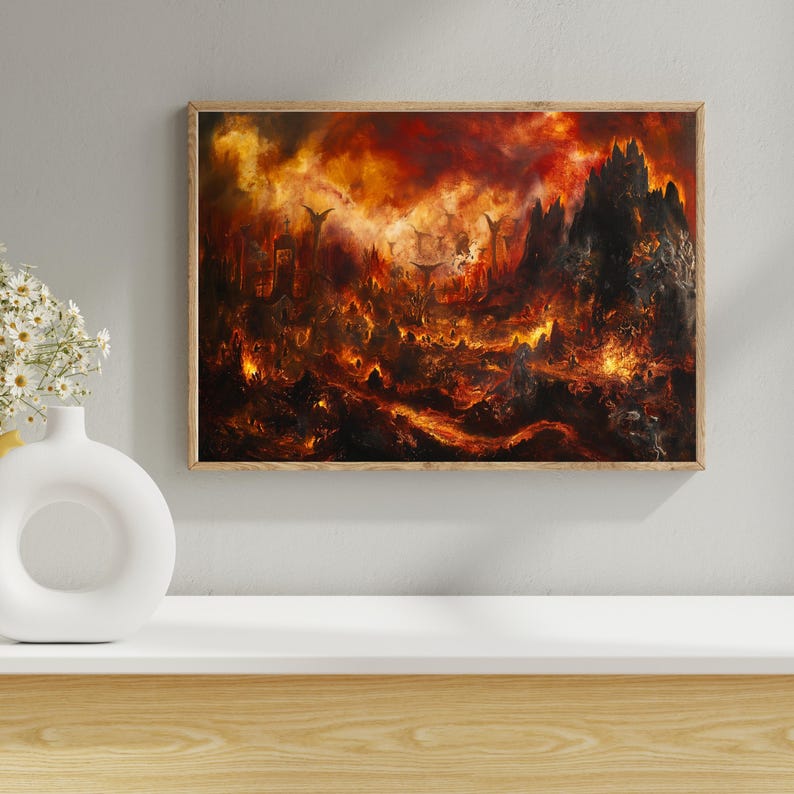 Hellscape Renaissance Print, Dark Gothic Canvas Wall Art, Apocalyptic ...