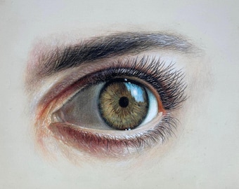 Hyperrealism Eye Drawing Art Print, Handmade Pencil Sketch, Intricate Eye Illustration, Realism Wall Art for Modern Home Office Decor