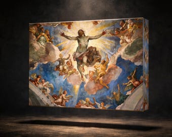 Ascension Of Christ Print, Renaissance Religious Canvas Wall Art, Biblical Christian Poster, Sacred Catholic Artwork Spiritual Home Decor