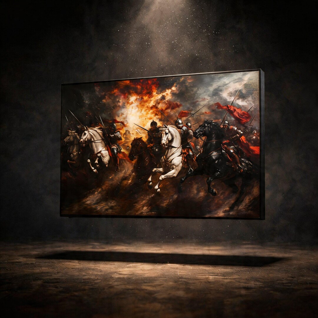 Epic Medieval Knight Battle Canvas Print Art, Baroque Warrior Scene ...