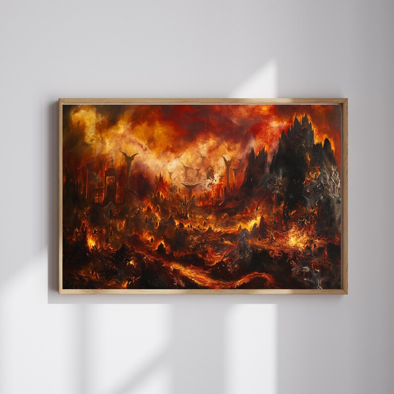 Hellscape Renaissance Print, Dark Gothic Canvas Wall Art, Apocalyptic ...