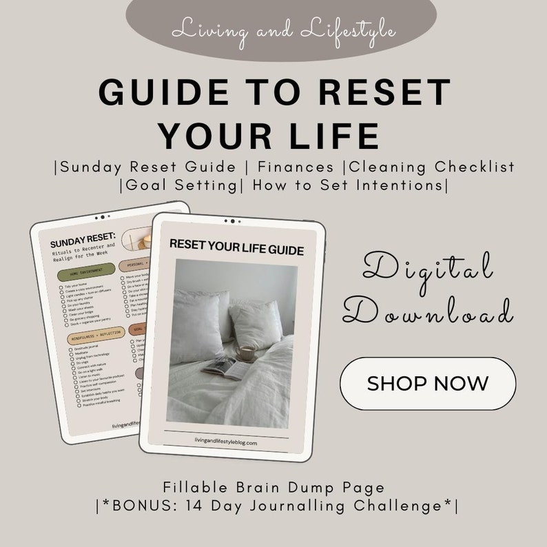 Life Reset Guide: Goal Setting, Cleaning Checklist, Self-care (digital ...