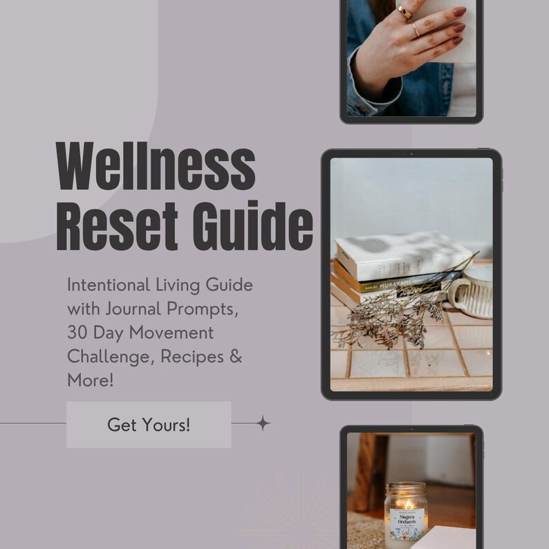 The Wellness Reset | Intentional Living Guide with Journal Prompts, 30 Day Movement Challenge, Recipes & More! image 1