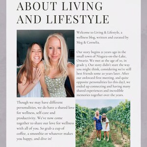 May include: Two women smiling and standing together in front of a green leafy background. The text "About Living and Lifestyle" is at the top of the image. The text "Welcome to the community!" is at the bottom of the image. The text "livingandlifestyleblog.com" is at the bottom of the image.