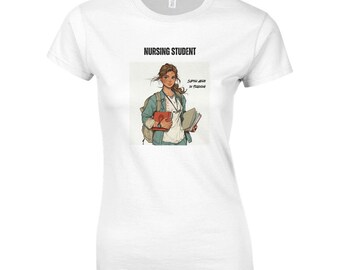 Estudiante de enfermería con coraje, camiseta para enfermera, futura enfermera, vida de enfermera, camiseta genial para enfermera, regalo para estudiante de enfermería