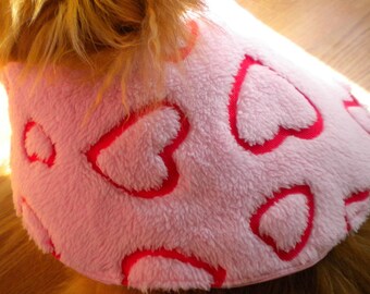 Pet/Canine  Cape/Caplet (Small)   Pink Fluffy Minkee with Red Hearts,