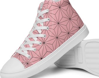 Womens Pink High Top Shoes Nezuko Pattern Anime Converse Style