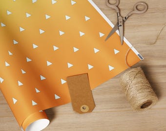 Anime Wrapping Paper Roll Yellow Christmas Demon Slayer Zenitsu Gift Wrap Paper Sheets Pattern Matte Holiday Kawaii Birthday Arts & Crafts