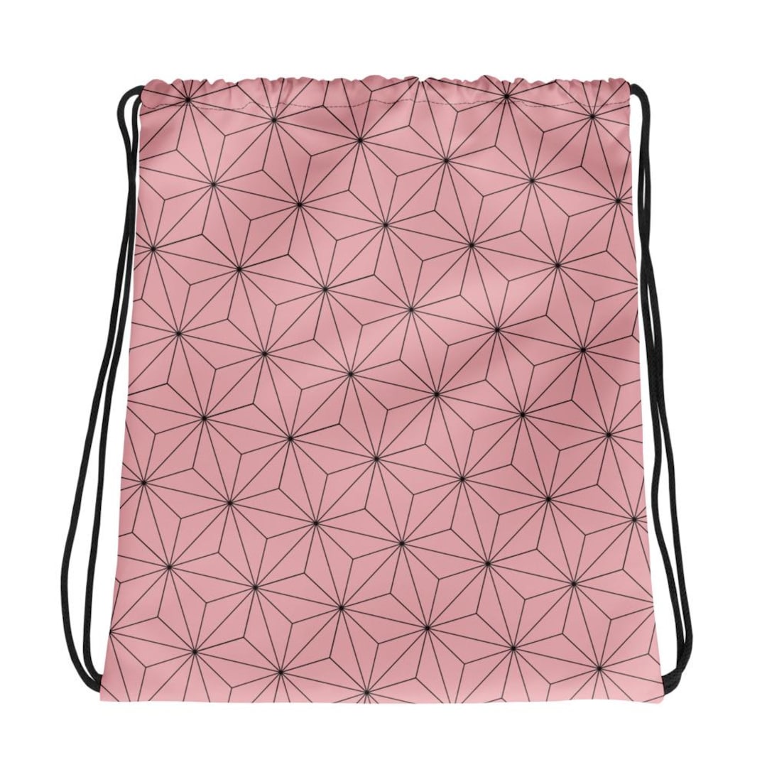 Pink Anime Drawstring Bag Demon Slayer Nezuko Otaku Manga Cosplay Gym ...