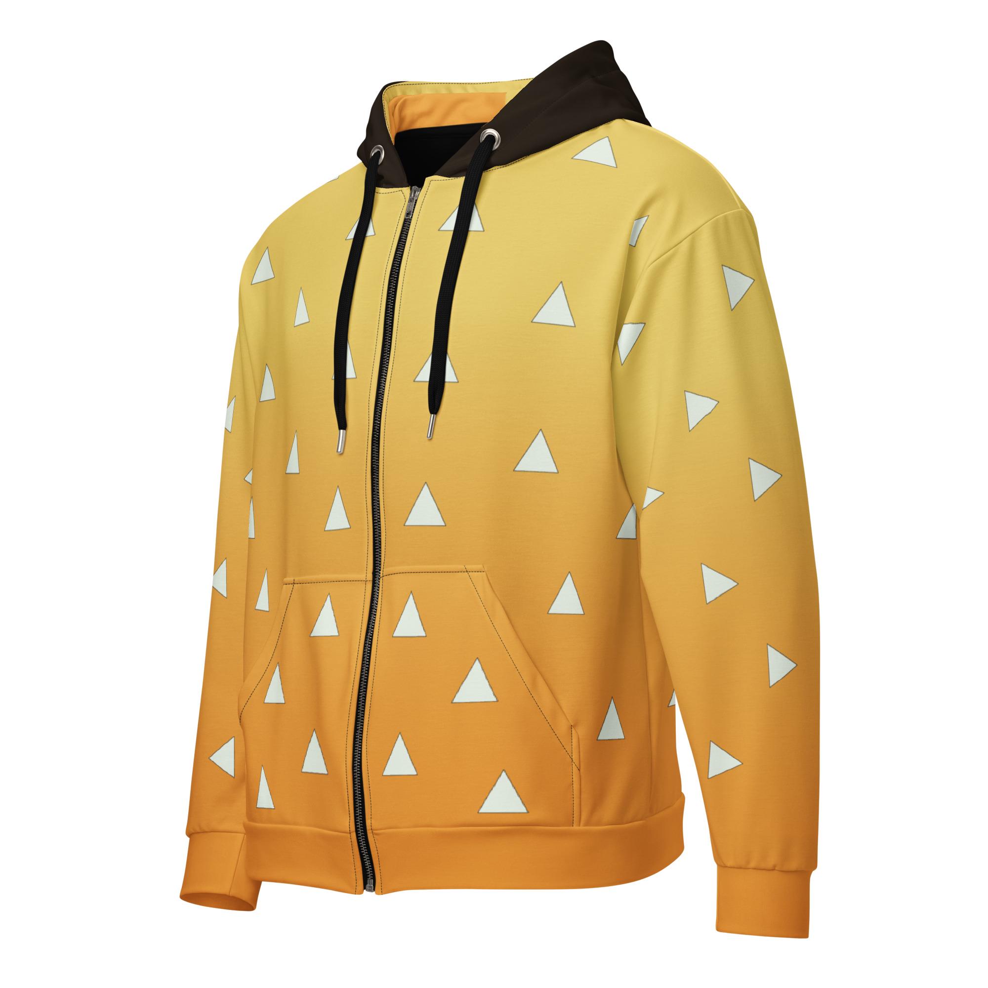 Zenitsu Zip up Hoodie, Demon Slayer Anime Fan Zipper Jacket