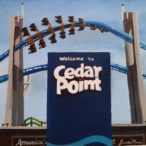 Fun at Cedar Point Roller Coaster Acrylic Painting Art Print - Etsy