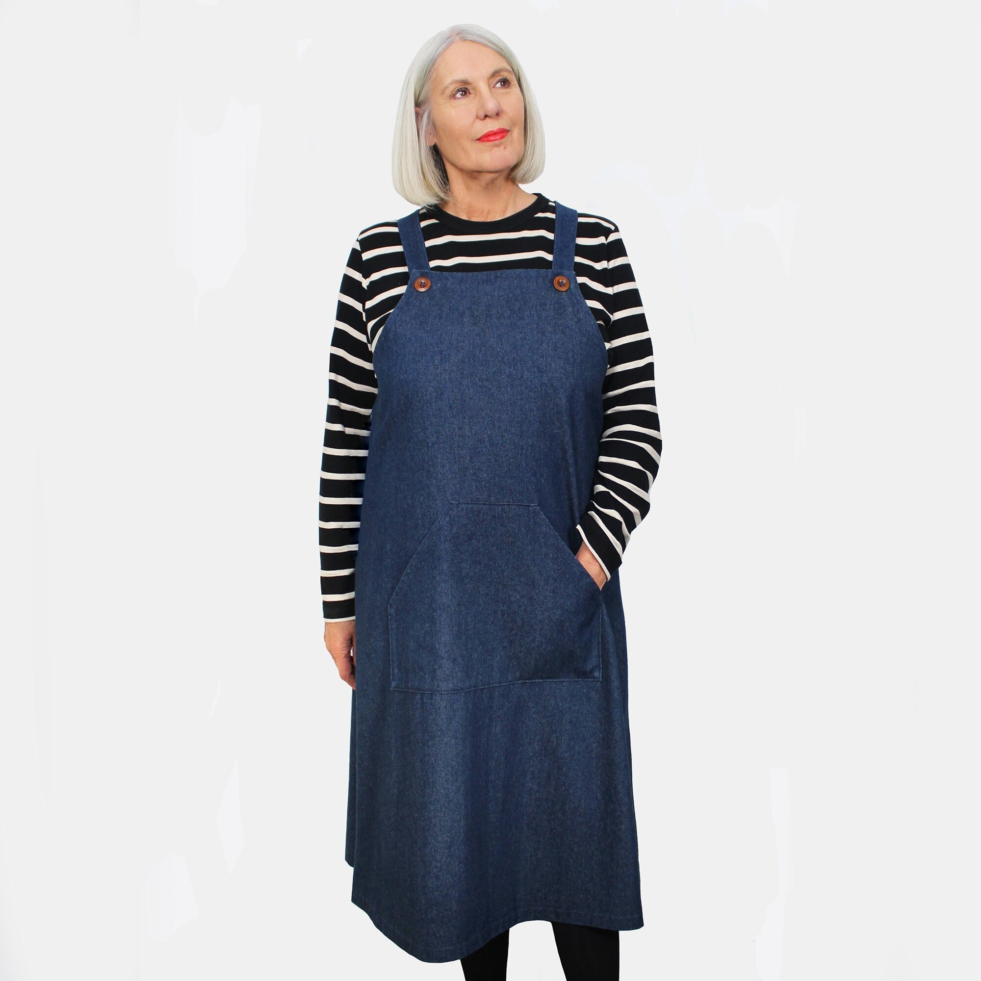 denim pinafore dress