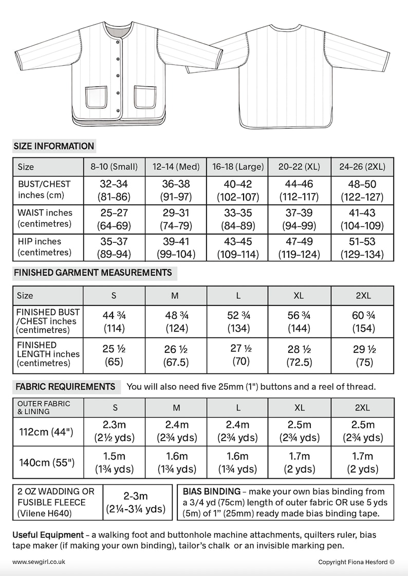 BIBI QUILTED JACKET Sewing Pattern Etsy