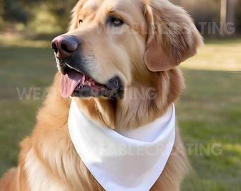 Dog Bandana Mockup – White Pet Bandana, Real Product (PNG, JPEG)