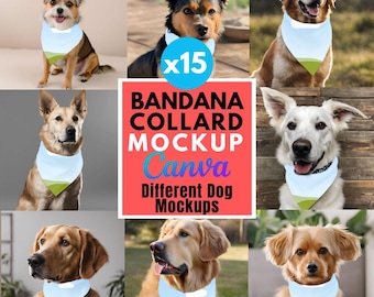 Pet Bandana Collar Mockup Bundle – PNG JPEG Canva Template (Digital Download)