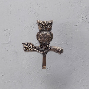 Brass Owl Wall Hook, Vintage Coat Hook, Decorative Wall Hook, 2 Pcs Solid Brass Hooks, Antique Heavy Towel Hook, Animal Hook, Clothes Hook