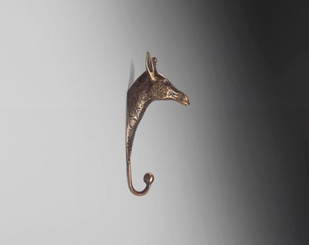 2 Stück Giraffe Messinghaken, Vintage Haken, Handtuch Wandhaken, Schwere Tierkopf Haken, Dekorative Massiv Messinghaken, Kleiderhaken