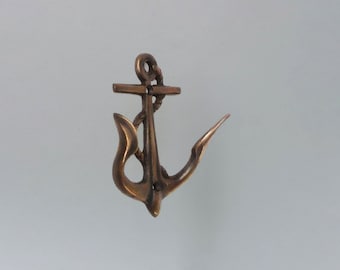 Vintage Bathroom Wall Hook, 3 Pcs Anchor Solid Brass Hooks, Heavy Coat Hook, Decorative Wall Hook, Clothes Brass Hook, Antique Towel Hook