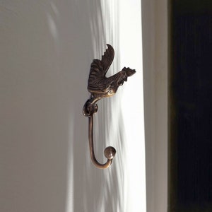 Brass Chicken Coat Hook, 2 Pcs Solid Brass Hooks, Animal Head Hook, Decorative Wall Hook, Antique Clothes Hook, Bathroom Towel Hook