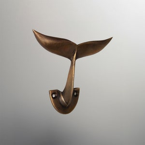 Animal Brass Hook, Towel Solid Brass Hook, 3 Pcs Whale Tail Brass Hooks, Heavy Clothes Hook, Coat Wall Hook, Vintage Decorative Wall Hook