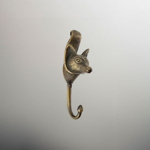 3 Pcs Fox Brass Hooks, Animal Brass Hook, Solid Brass Hook, Vintage Coat Wall Hook, Decorative Wall Hook, Clothes Hook, Heavy Towel Hook