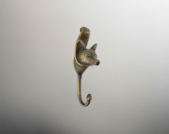 3 Stück Fuchs Messinghaken, Tier Messinghaken, Massivmessinghaken, Vintage-Kleiderwandhaken, Dekorative Wandhaken, Kleiderhaken, Schwere Handtuchhaken