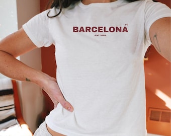 Barcelona FC Y2K Sport Tee, Retro Fußball Shirt