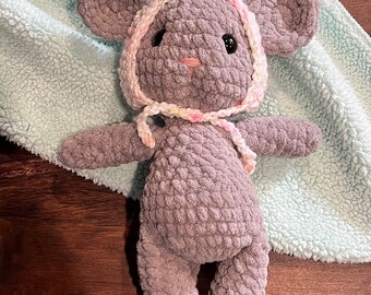 Ready to Ship Nibbles the Mouse, Crochet Mouse Doll.