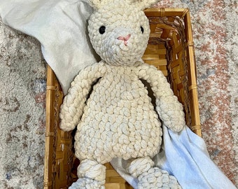 Ready to Ship Rye Rabbit Knotted Lovey, Bunny Lovey, Knotted lovey