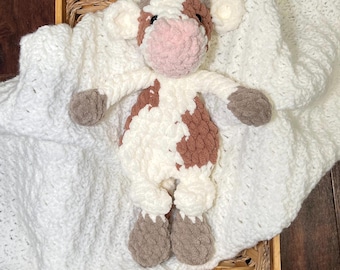 Crochet Cow Knotted Lovey: Handmade Baby Snuggler
