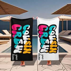 Cousin Crew Custom Beach Towels - Kids/Adult Custom Name Beach Towels - Kids Pool Towels - Birthday Party Towels