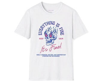 Flaming Skull - Funny Softstyle T-Shirt