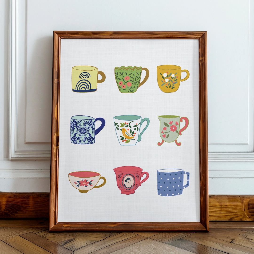 Tea Cup Print | Kitchen Art Print | Bar Cart Art Print | Kitchen Decor ...