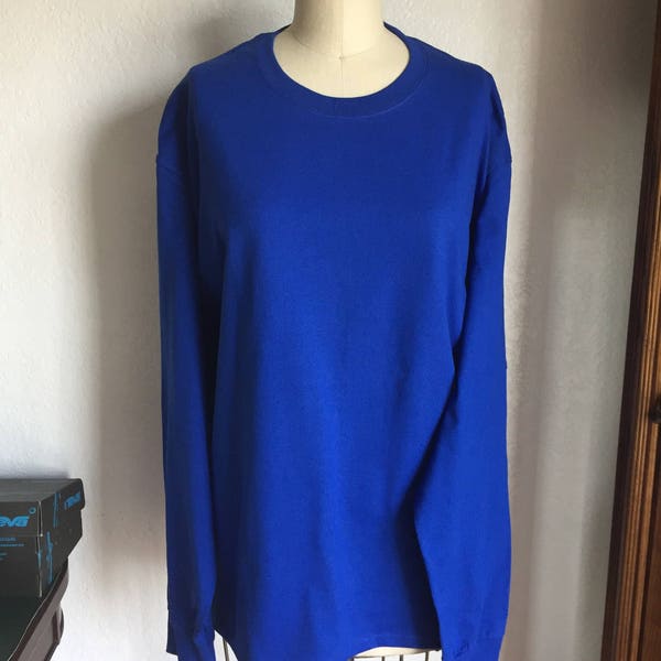 S, M, L, XL Post surgery/Rehab Royal Blue Long sleeve unisex T-shirts. Hook and loop closure for a gentle and easy closing