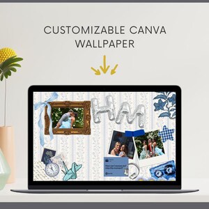 Anpassningsbar laptopbakgrund Canva-mall | Fotokollage skrivbordsbakgrund | MacBook iPad-bakgrund | Digital nedladdning
