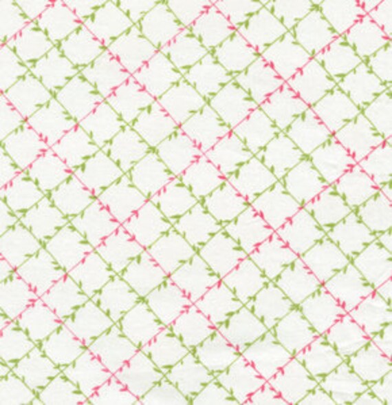 David Walker Garden Vine Pink Bunnies 100/% cotton fabric by the yard