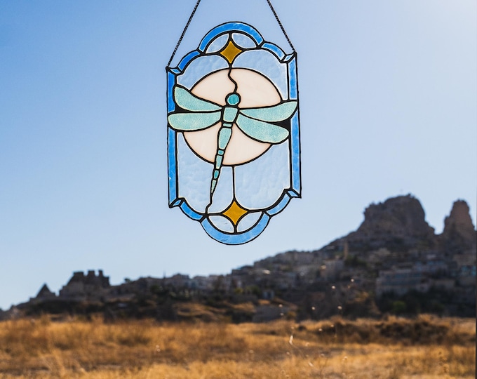 Dragonfly Stained Glass Suncatcher, Handcrafted Window Hanging