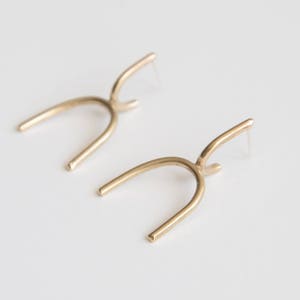 Lyra Earrings - Cast Sterling Silver Studs, Medium Drop Simple Arch, Curve Earrings